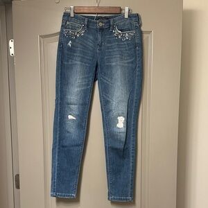 White House Black Market Distressed Blue Skinny Jeans